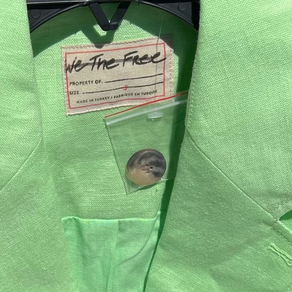 We The Free FP Lime Green Sleeveless Linen Vest Blazer. - Picture 10 of 14